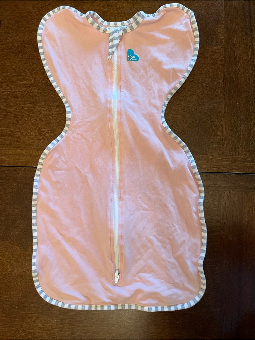 Love to dream Peach Pink Swaddle Sleepsack with Striped Trim